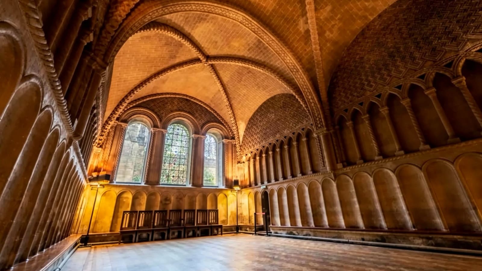Historic Chapter House and architectural details at Bristol Cathedral