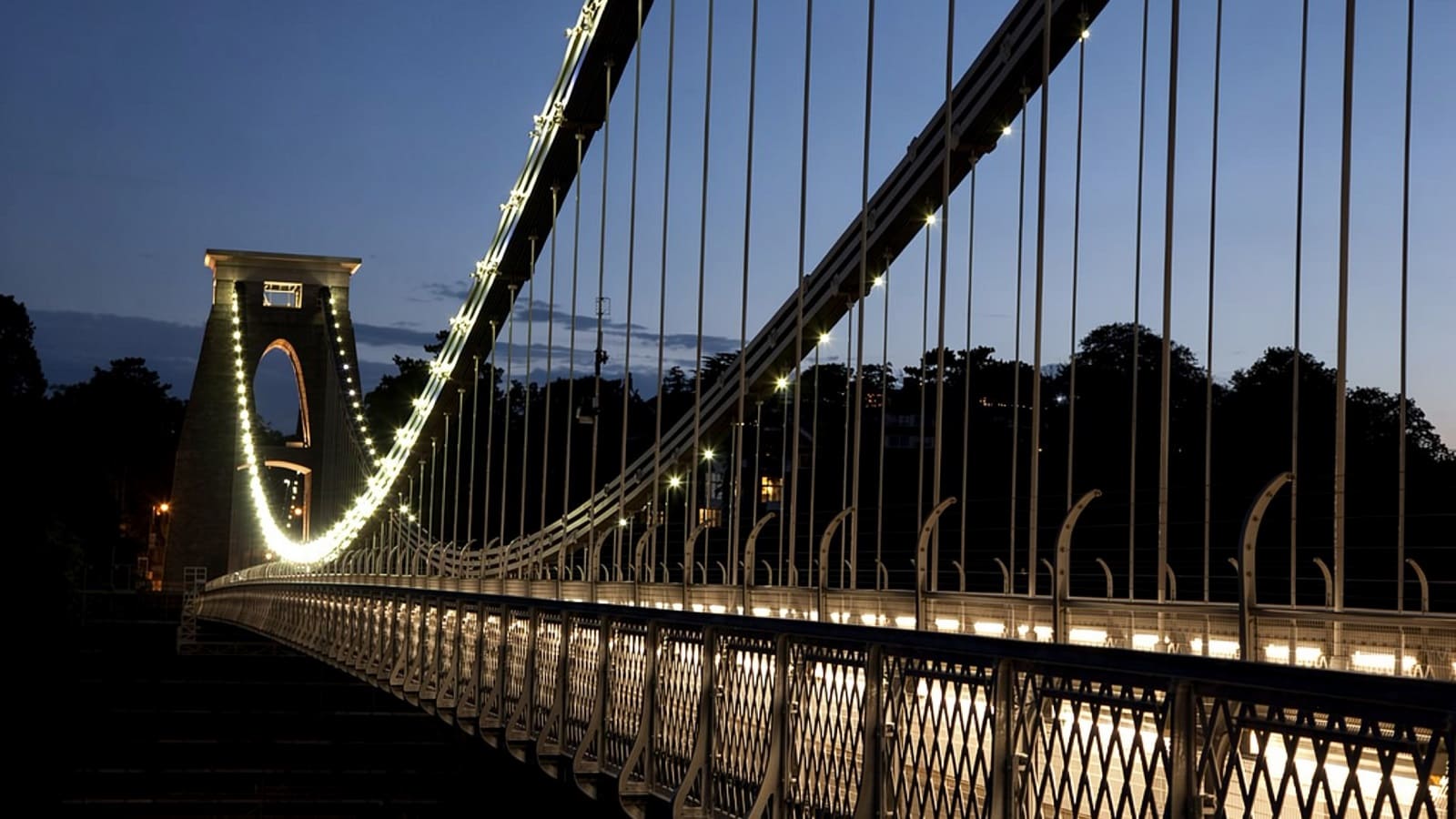 Clifton Suspension Bridge and its stone towers above the Avon Gorge